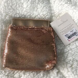 Lauren Conrad Woman’s Jewelry or Coin Pouch Rose Gold color sequins